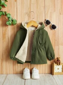 SHEIN 嬰兒女孩泰迪絨線帽外套