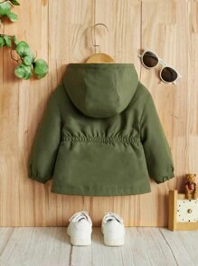 SHEIN 嬰兒女孩泰迪絨線帽外套