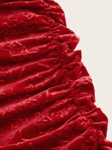 SHEIN ICON Cut Out Twist Front Off Shoulder Ruched Velvet Bodycon Dress - Red - View 3