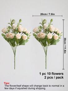 2bunches Hoa hồng nhân tạo - trắng - Xem 6