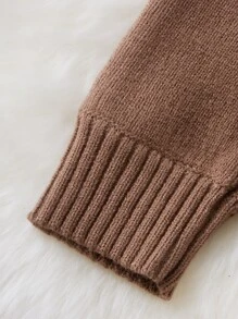 Infant Brown Knitted Jumpsuit With Suspender Pants - Brown - View 3