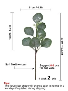 2 chiếc lá bạch đàn nhân tạo, thân cây xanh phủ sương giá cho bình hoa trang trí tiệc cưới ngoài trời DIY trang trí tường hoa, cây giả, đồ trang trí mùa thu, phòng, bàn làm việc, đồ trang trí sân vườn, đồ trang trí phòng, ngày lễ tình nhân, quà tặng - màu xanh lá - Xem 6