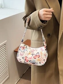 Butterfly Print Hobo Bag - Multicolor - View 2