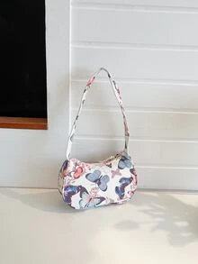 Butterfly Print Hobo Bag - Multicolor - View 3