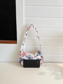 Butterfly Print Hobo Bag - Multicolor - View 4