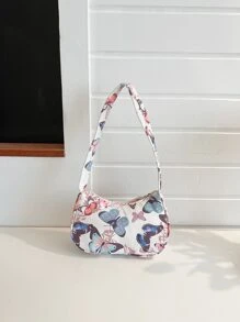 Butterfly Print Hobo Bag - Multicolor - View 6
