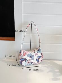Butterfly Print Hobo Bag - Multicolor - View 8