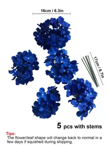 5/10/20pcs Hydrangea Artificial Flower Heads With Stems,Fake Hydrangea Flowers, Table Arrangement Decoration Silk Flower, Blue Fake Flower For Home Office Party Wedding, Fake Plants, Spring Decor, Room, Desk, Garden Decor, Room Decoration Stuff, Valentine Day, Gift Gifts Birthday Graduation - Royal Blue - View 3