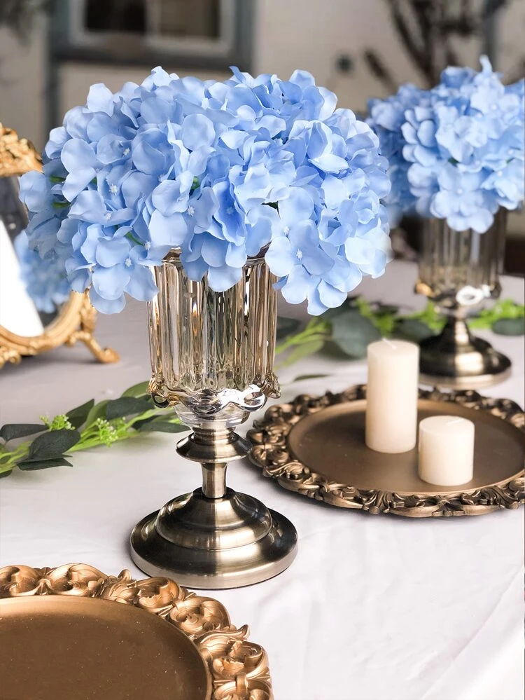 5/10/20pcs Hydrangea Artificial Flower Heads With Stems,Fake Hydrangea Flowers, Table Arrangement Decoration Silk Flower, Blue Fake Flower For Home Office Party Wedding, Fake Plants, Spring Decor, Room, Desk, Garden Decor, Room Decoration Stuff, Valentine Day, Gift Gifts Birthday Graduation