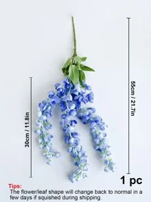 1pc/3pcs Artificial Wisteria Flower Blue Silk Fake Wisteria Vine Plastic Hanging Flower For Home Party Wedding Decor,Fake Plants,Fall Decor,Room,Desk,Garden Decor,Room Decoration Stuff, Valentine Day, Gift Gifts Birthday Graduation - Blue - View 2