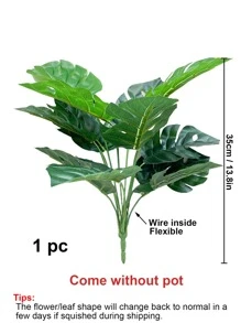 1 片人造热带叶子，塑料绿色人造植物叶子，适用于家居装饰、假植物、秋季装饰、房间、书桌、花园装饰、房间装饰用品、情人节、礼物
