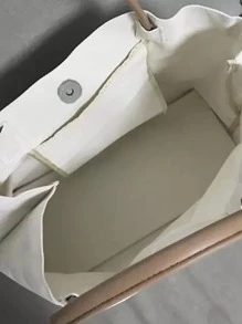 Minimalist Large Capacity Canvas Shopper Bag - Beige - View 4