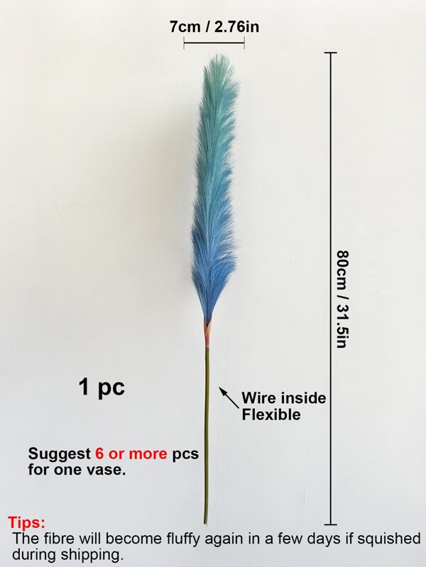 1pc 31.5inch Artificial Pampas Grass, Ombre Fluffy Artificial Reeds For