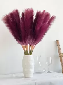 1pc Faux Pampas Grass 31.5'' Large Tall Fluffy Artificial Fake Flower Boho Decor Bulrush Reed Grass For Vase Filler Farmhouse Home Wedding Decor - Burgundy - View 1