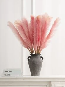 1 Giả Cỏ Pampas, Lớn Lông Tơ Nhân Tạo Bulrush Cỏ Sậy Cho Bình Chất Độn, Trang Trại Nhà Trang Trí Lễ Cưới - Hồng - Xem 1