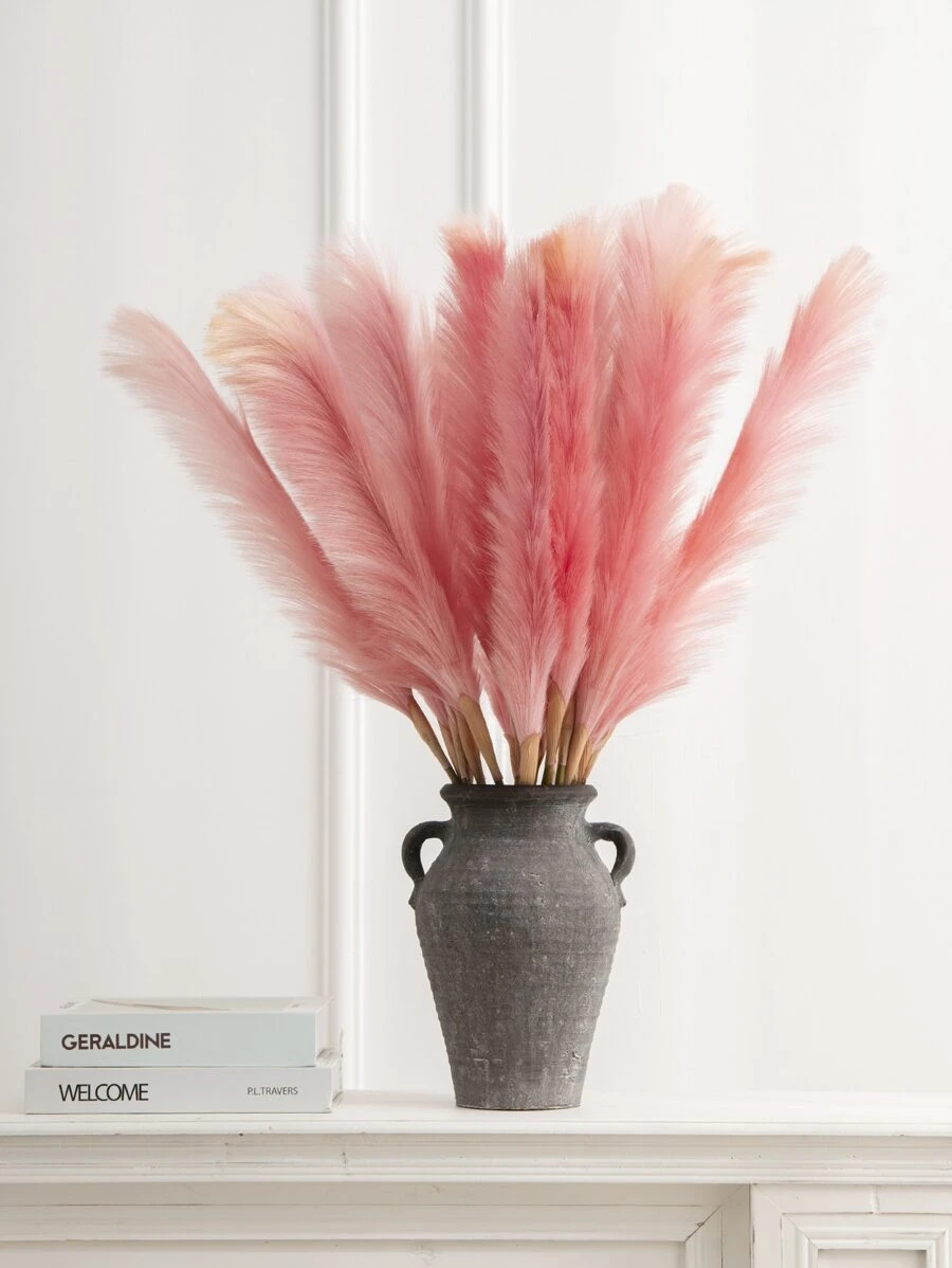 1 Giả Cỏ Pampas, Lớn Lông Tơ Nhân Tạo Bulrush Cỏ Sậy Cho Bình Chất Độn, Trang Trại Nhà Trang Trí Lễ Cưới - Hồng - Xem 1