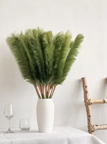 1入組人造草條 31.5''大型柔軟假花波霸裝飾的芦荟花草,可作為花瓶填充物,農舍家庭婚禮裝飾 - 綠色 - 查看 1