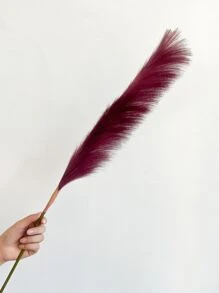 1pc Faux Pampas Grass 31.5'' Large Tall Fluffy Artificial Fake Flower Boho Decor Bulrush Reed Grass For Vase Filler Farmhouse Home Wedding Decor - Burgundy - View 2