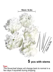 5/10/20pcs Hydrangea Artificial Flower Heads With Stems,Fake Hydrangea Flowers, Table Arrangement Decoration Silk Flower, White Fake Flower For Home Office Party Wedding, Fake Plants, Spring Decor, Room, Desk, Garden Decor, Room Decoration Stuff, Valentine Day, Gift Gifts Birthday Graduation