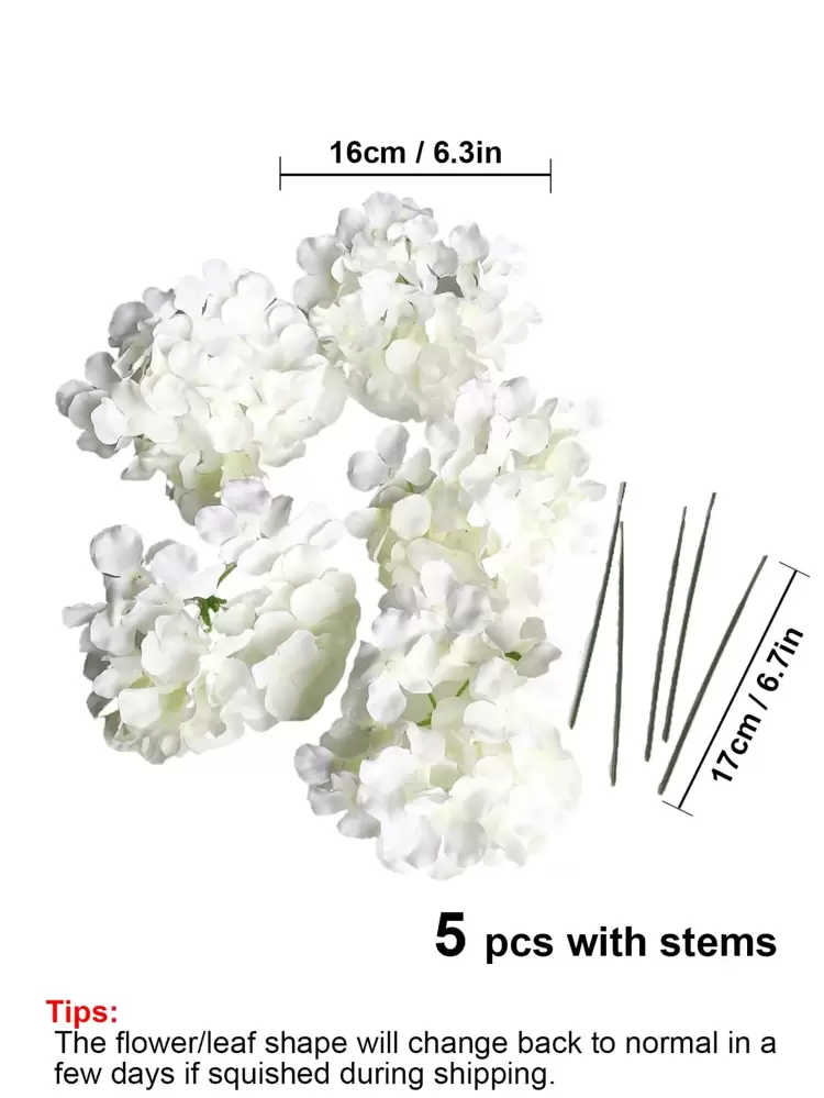 5/10/20pcs Hydrangea Artificial Flower Heads With Stems,Fake Hydrangea Flowers, Table Arrangement Decoration Silk Flower, White Fake Flower For Home Office Party Wedding, Fake Plants, Spring Decor, Room, Desk, Garden Decor, Room Decoration Stuff, Valentine Day, Gift Gifts Birthday Graduation