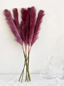 1pc Faux Pampas Grass 31.5'' Large Tall Fluffy Artificial Fake Flower Boho Decor Bulrush Reed Grass For Vase Filler Farmhouse Home Wedding Decor - Burgundy - View 3