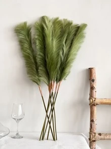 1入組人造草條 31.5''大型柔軟假花波霸裝飾的芦荟花草,可作為花瓶填充物,農舍家庭婚禮裝飾 - 綠色 - 查看 3