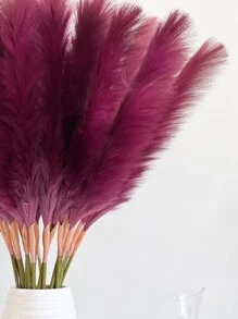 1pc Faux Pampas Grass 31.5'' Large Tall Fluffy Artificial Fake Flower Boho Decor Bulrush Reed Grass For Vase Filler Farmhouse Home Wedding Decor - Burgundy - View 4