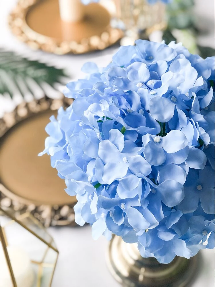 Oairse Ortensia Artificiale Blu 94 Cm - Ramo Con 5 Fiori In Seta - Finto Fiore Per Centrotavola E Decorazione Casa Matrimonio - 4