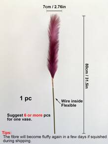 1pc Faux Pampas Grass 31.5'' Large Tall Fluffy Artificial Fake Flower Boho Decor Bulrush Reed Grass For Vase Filler Farmhouse Home Wedding Decor - Burgundy - View 5