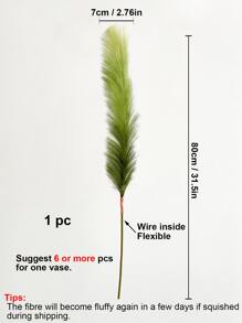 1入組人造草條 31.5''大型柔軟假花波霸裝飾的芦荟花草,可作為花瓶填充物,農舍家庭婚禮裝飾 - 綠色 - 查看 5