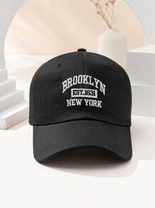 1件 Y2K 滑雪帽 男女通用刺繡字母 BROOKLYN NEW YORK 防曬透氣時尚棒球帽，適合日常戶外旅行防曬穿著 - 黑色 - 查看 2