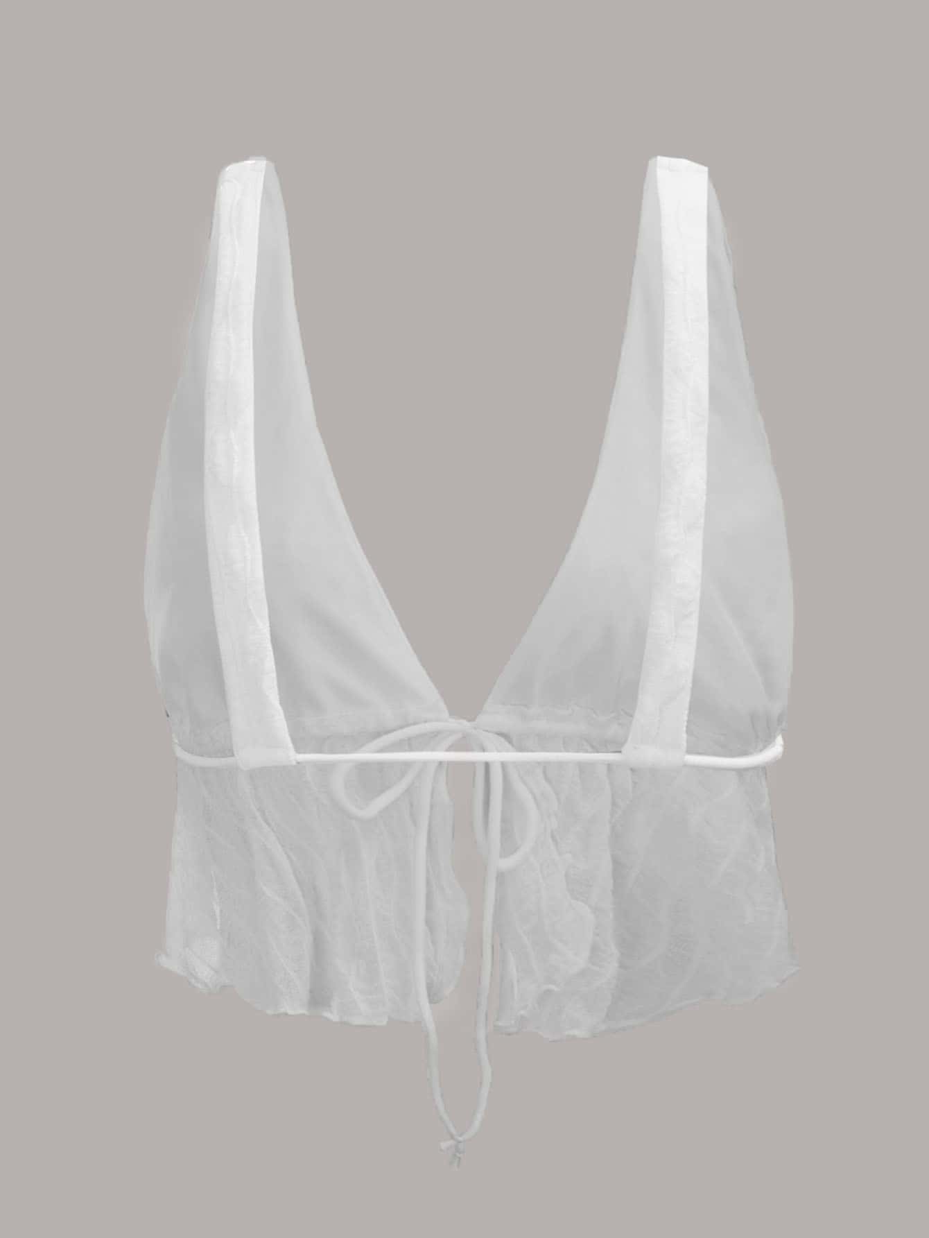 SHEIN ICON Top sans manches à nœud dos-nu texturé - Blanc - Voir 2