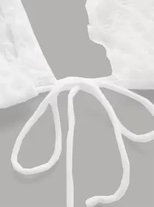 SHEIN ICON 前繫帶露背紋理質感背心上衣 - 白色 - 查看 3