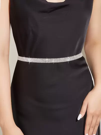 6 Rows Crystal Rhinestone Decorated Waist Chain, Luxury Bling Bling Style, Sexy & Elegant, Suitable For Dresses, Gowns, Daily Commute, Parties, Vacations, Galas, Gifts For Friends, Mother, Family, Girlfriend, Birthday, Valentine's Day Summer, School Fall, Autumn, Halloween