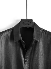 Manfinity AFTRDRK Men Button Up Satin Shirt - Black - View 3