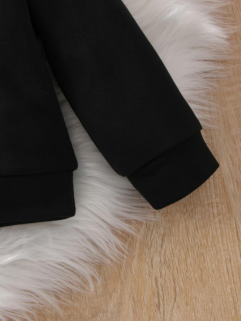 Baby Girl Letter Graphic Bow Detail Hoodie & Contrast Side Seam Sweatpants