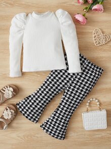 SHEIN 嬰兒女孩格瓦拉袖t恤及八字褲 - 黑與白 - 查看 1