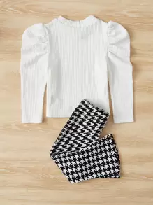 SHEIN 嬰兒女孩格瓦拉袖t恤及八字褲 - 黑與白 - 查看 2