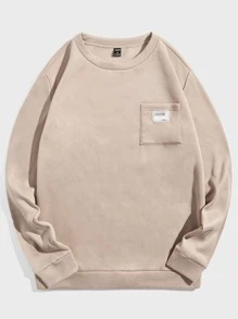 Manfinity VCAY 男士補丁細節運動衫 - 卡其色 - 查看 1