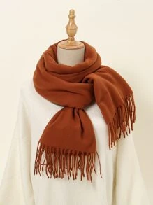 1入組時尚優雅素色女士圍巾,多用途 - 鏽棕色 - 查看 1