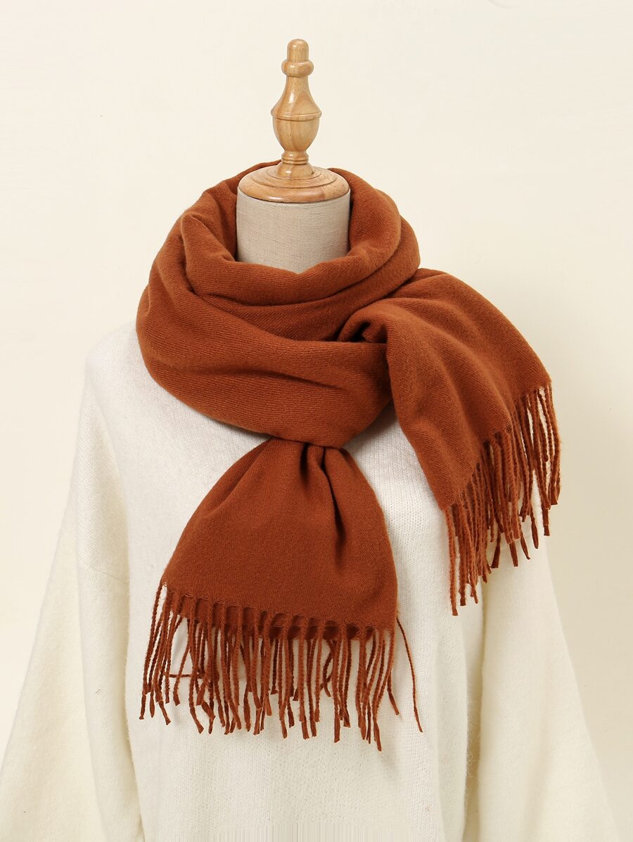 1入組時尚優雅素色女士圍巾,多用途 - 鏽棕色 - 查看 1