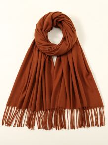 1入組時尚優雅素色女士圍巾,多用途 - 鏽棕色 - 查看 3