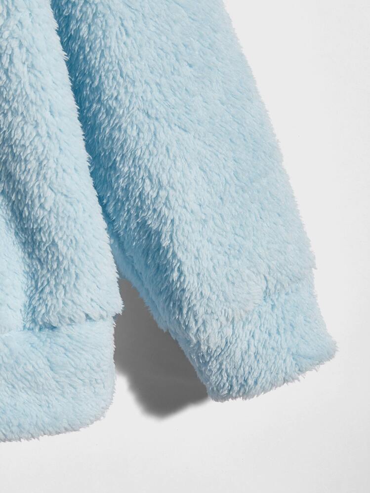 Manfinity Men 3D Ears Patched Teddy Hoodie - Baby Blue - View 4