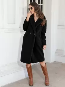 RELISH NOLESS Áo khoác nữ Túi Nút đôi màu trơn Thanh lịch - màu đen - Xem 1