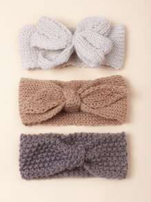 3pcs/Set Baby Bow Headbands, Warm Stretchy For Holidays & Parties, Autumn/Winter Love Valentine - Multicolor - View 1