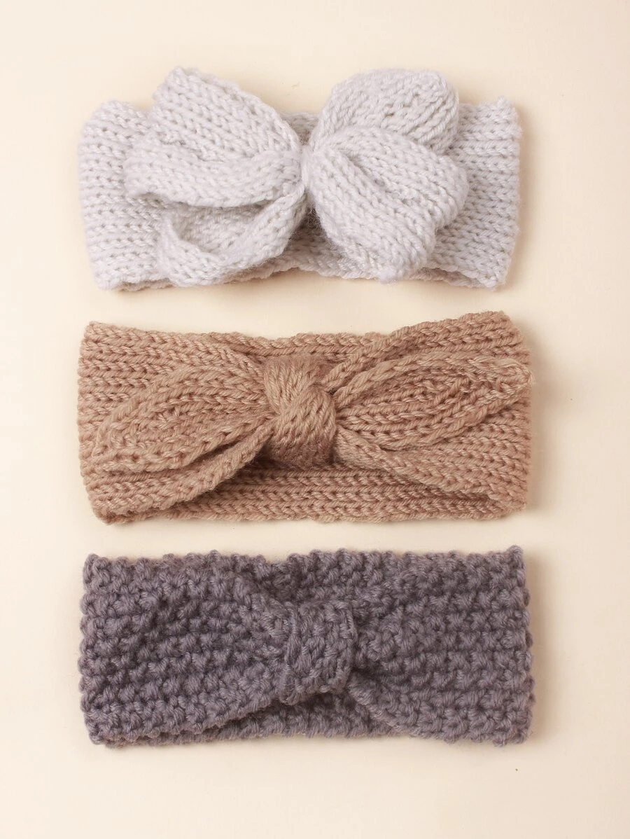 3pcs/Set Baby Bow Headbands, Warm Stretchy For Holidays & Parties, Autumn/Winter Love Valentine - Multicolor - View 1