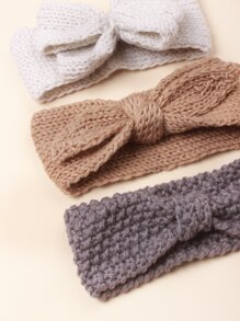3pcs/Set Baby Bow Headbands, Warm Stretchy For Holidays & Parties, Autumn/Winter Love Valentine - Multicolor - View 2