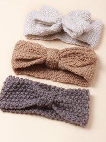 3pcs/Set Baby Bow Headbands, Warm Stretchy For Holidays & Parties, Autumn/Winter Love Valentine - Multicolor - View 3