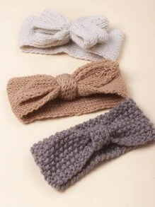 3pcs/Set Baby Bow Headbands, Warm Stretchy For Holidays & Parties, Autumn/Winter Love Valentine - Multicolor - View 6