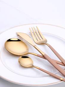 4pcs Two Tone Cutlery Set - Pink - View 2
